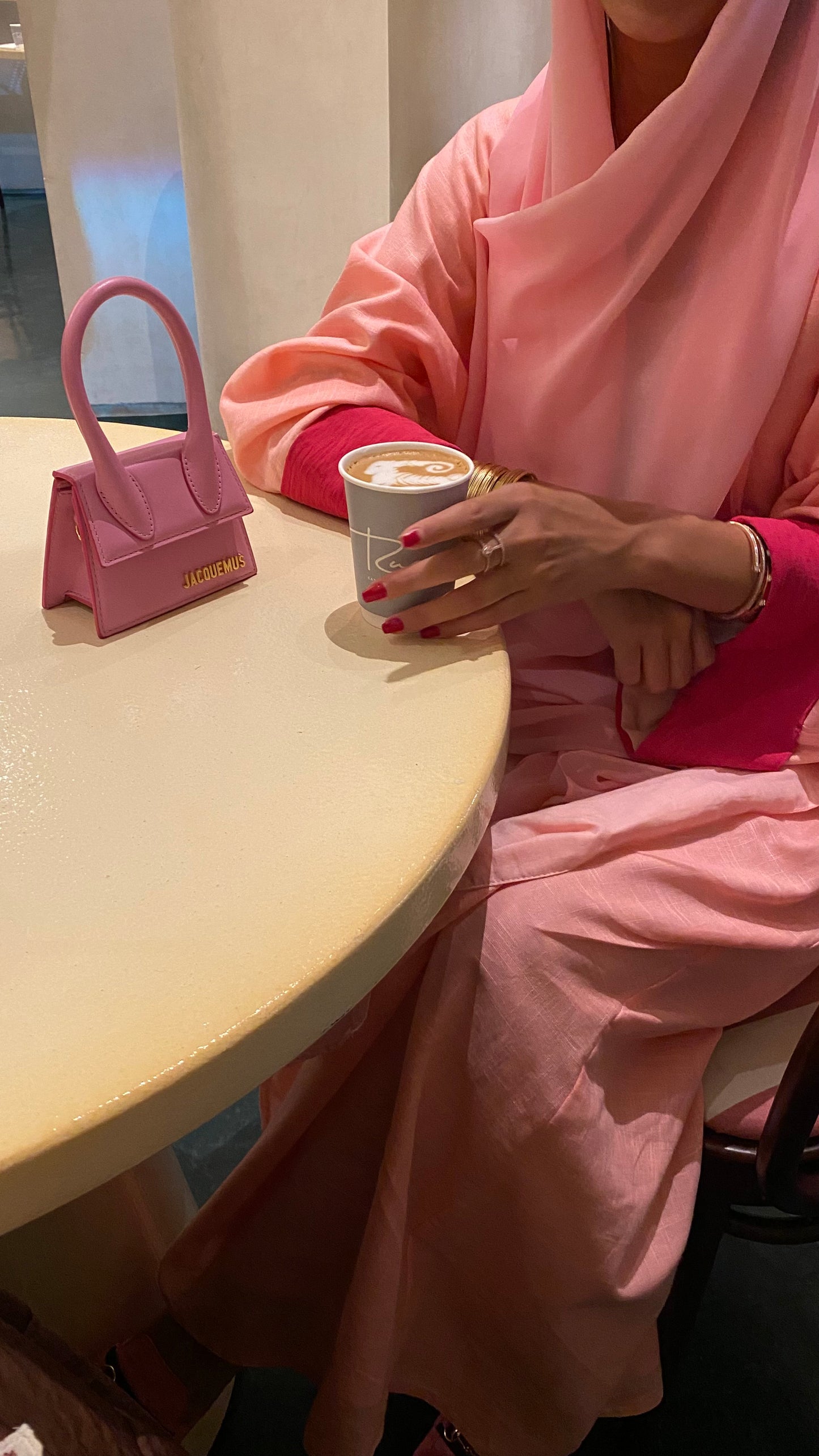 Pink linen abaya