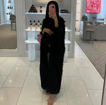 Fur chiffon abaya