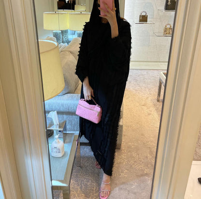 Fur chiffon abaya