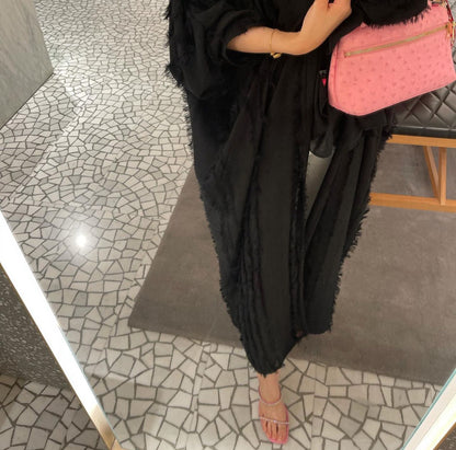 Fur chiffon abaya
