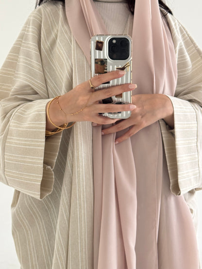 Beige textured abaya