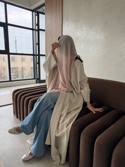 Beige textured abaya