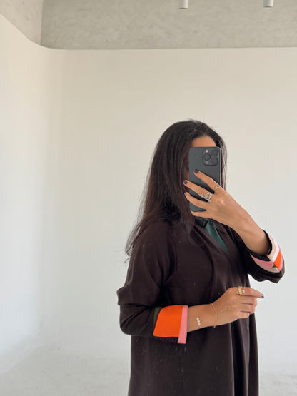 Brown printed abaya