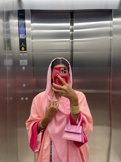 Pink linen abaya